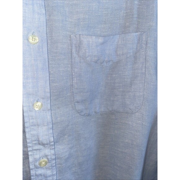 Brooks Brothers 346 Shirt Men Blue 100% Linen Button Down Long Sleeve M Luxury - Picture 2 of 9